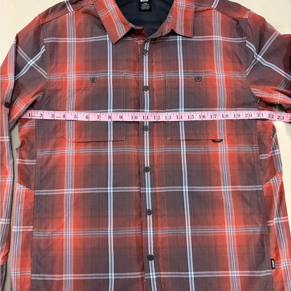 REI Men's Red and Black Plaid Long Sleeve Button Down Shirt Size Large - Picture 4 of 6